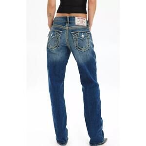 True Religion Ricky Super QT Lurex Metallic Pocket Relaxed Jean Womens Sz 32 NWT